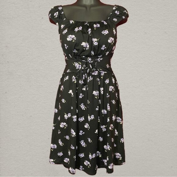 No Boundaries Black Floral Midi Dress - Picture 1 of 8